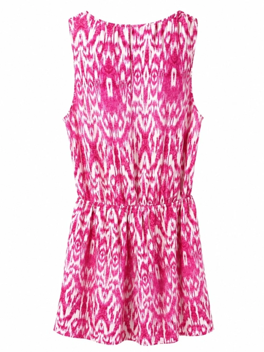 NWT AQUA Pink Ikat Tie Front Dress Size S Fuchsia White Sleeveless - Picture 2 of 5
